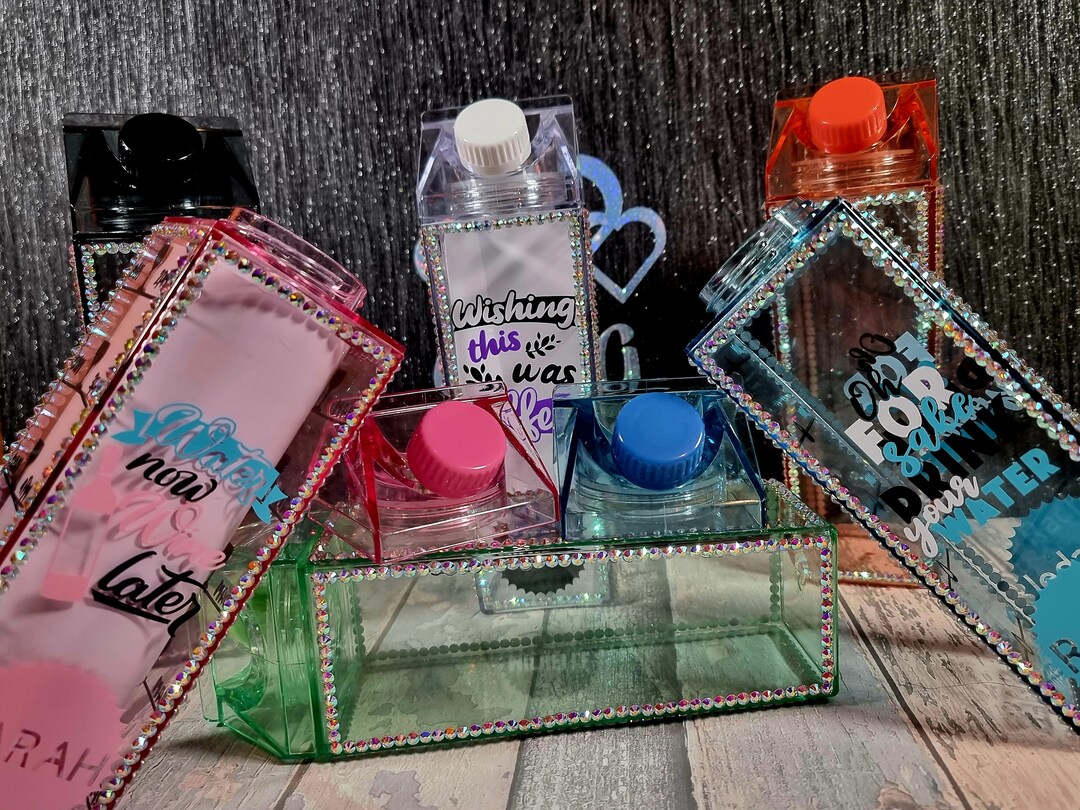 Personalised Gem 500ml Milk Carton, BPA FREE, Acrylic Water Bottle