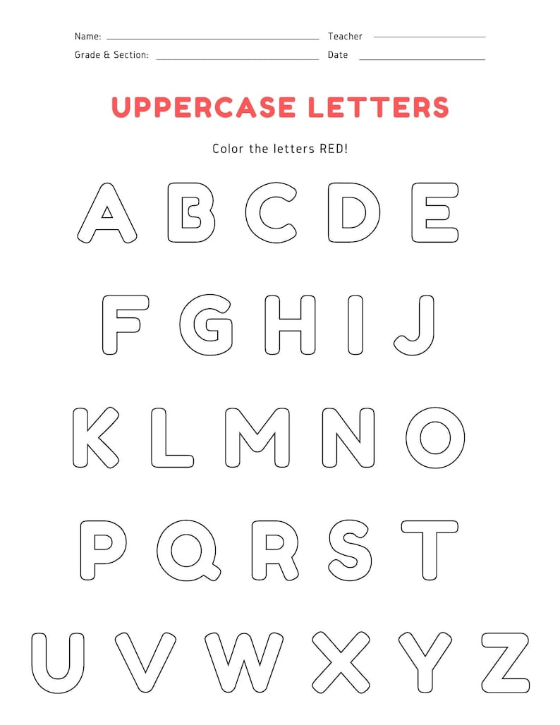 Learn Your Letters Printable Worksheets
