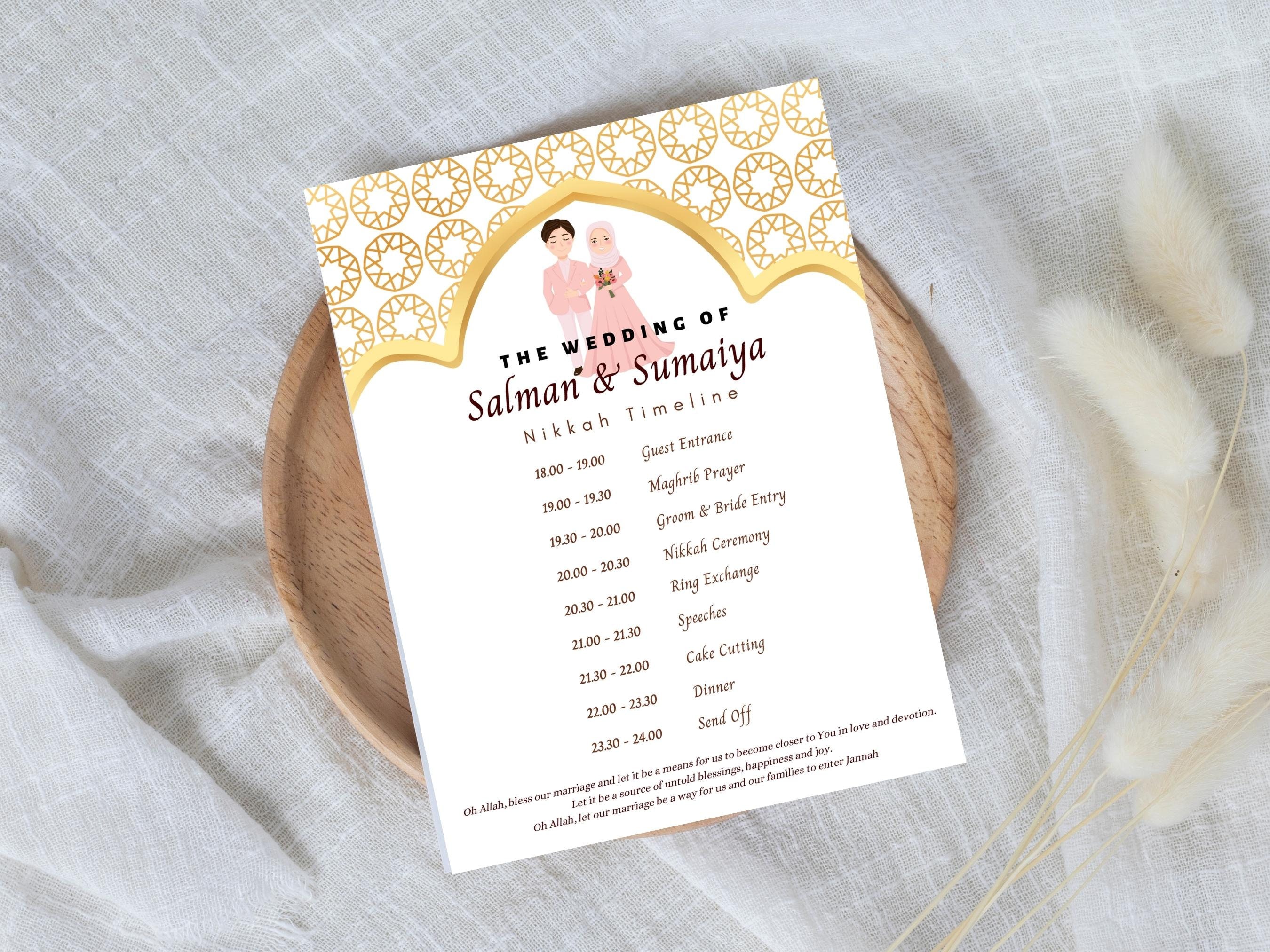 Nikkah Ceremony Program Template Nikkah Order of Events - Etsy UK