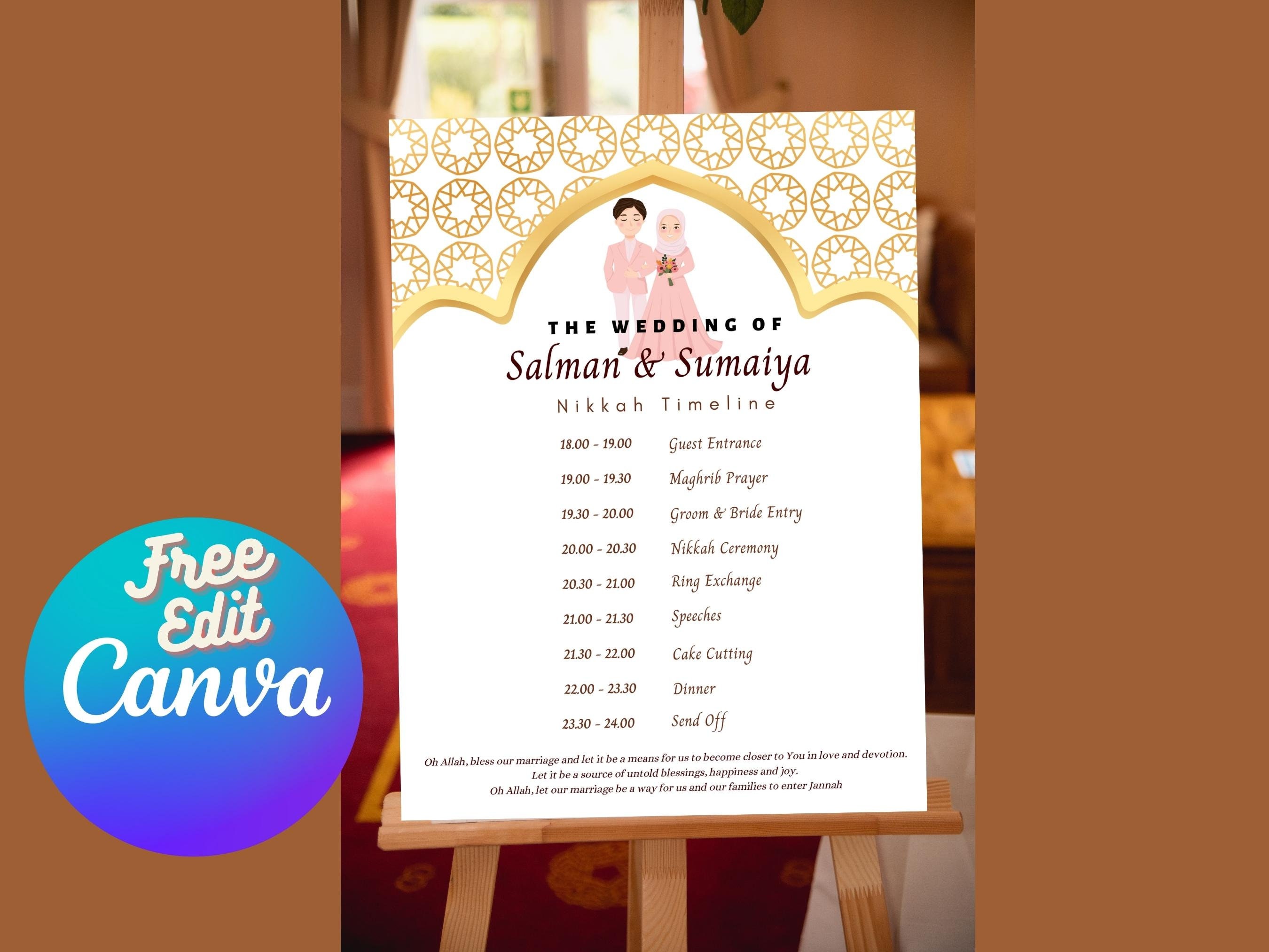 Nikkah Ceremony Program Template Nikkah Order of Events - Etsy UK