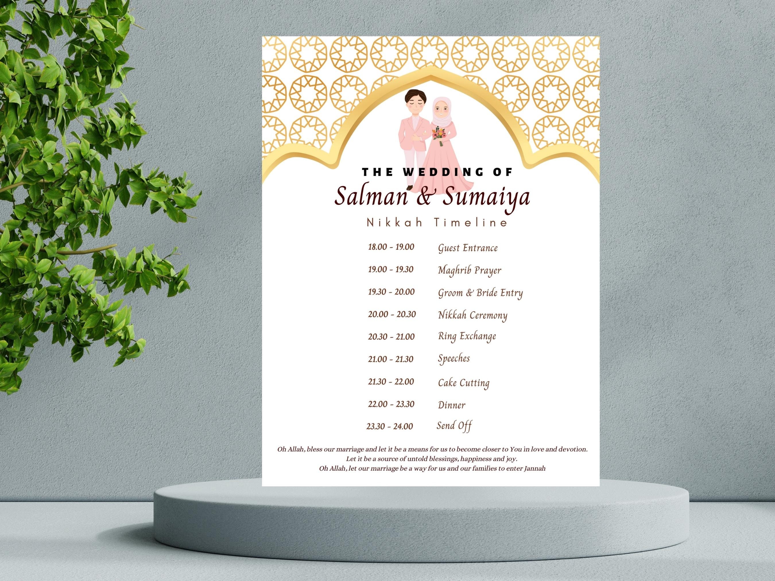 Nikkah Ceremony Program Template Nikkah Order of Events - Etsy UK