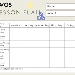 Twos Weekly Lesson Plan-Color Style