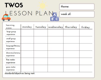 Twos Weekly Lesson Plan-Color Style