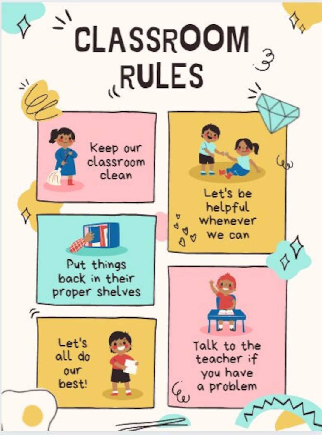 classroom-rules-poster-preschool-style-etsy