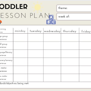 Toddler/Ones Weekly Lesson Plan- Color Style