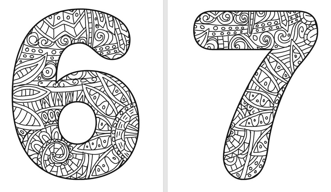 Numbers Coloring Book Etsy