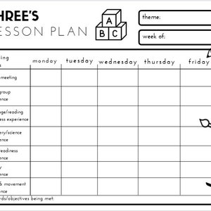 Three&#39;s Weekly Lesson Plan