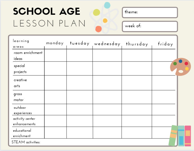 School Age Lesson Plancolor Style Etsy
