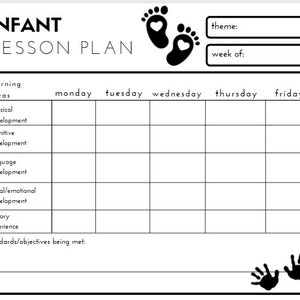Infant Weekly Lesson Plan-Black & White