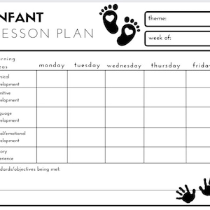 Infant Weekly Lesson Plan-Black & White