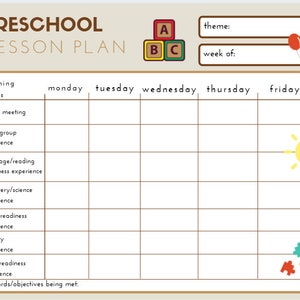 Preschool Weekly Lesson Plan-Color Style