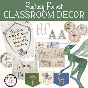 Fantasy verzauberter Wald Klassenzimmer Dekor Bündel für magische Klassenzimmer Dekor Printables in der Mittel- oder Oberstufe
