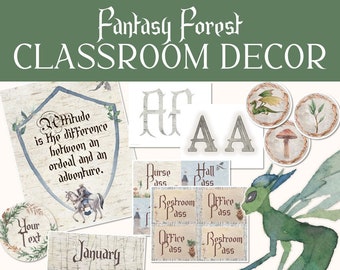 Fantasy Enchanted Forest Classroom Theme Decor Bundle for Middle or High School Magical Classroom Decor Printables