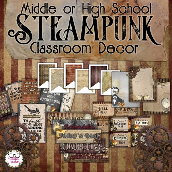 Middle or High School Classroom Decor - Steampunk Theme