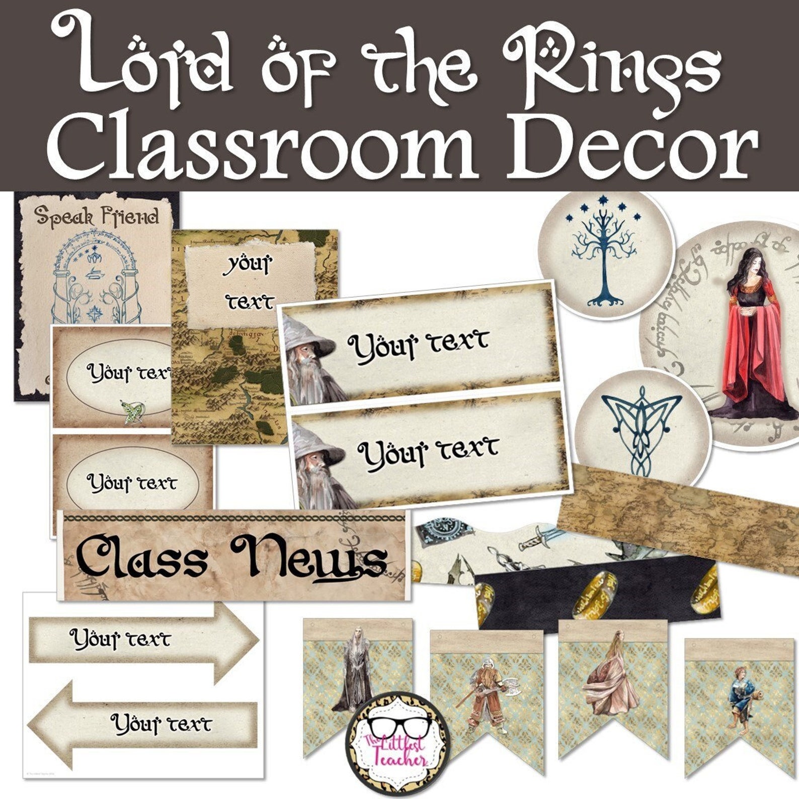 Lord of the Rings Middle Earth Tolkien Theme Printable Classroom Decor ...