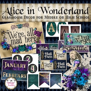 Middle or High School Classroom Decor - Alice in Wonderland Theme