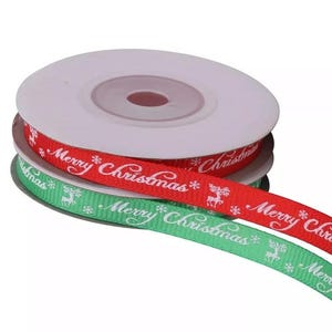 Christmas Ribbon - Red Ribbon - Green Ribbon - 10mm - Merry Christmas - Gift decoration - Present wrapping - high quality Grosgrain ribbon