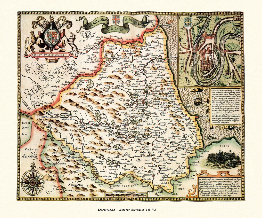 Durham Historic Reproduction Antique Map A3 Framed or Etsy