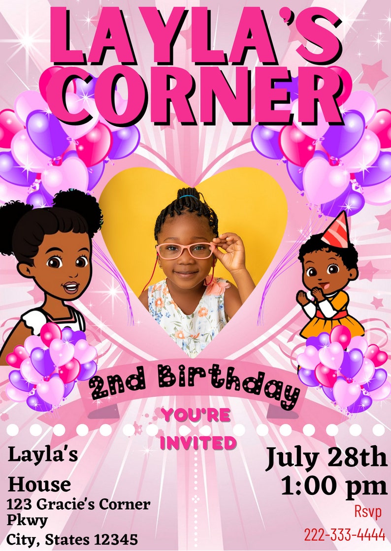 gracies-corner-invitation-gracies-corner-birthday-party-etsy