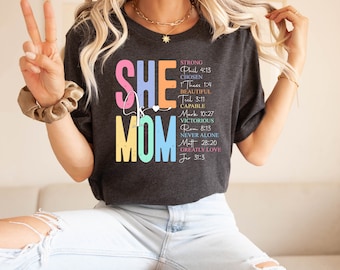 She is Mom Shirt, She Is Strong Shirt, Bible Verse, Empowered Women Gift, Strong Mom Shirt, Christian Mom Sweatshirt, Mother Days Gift