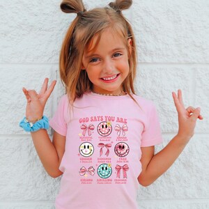 God Says You Are Shirt, Christian Shirts for Girls, Kids Coquette Religious Tee, Christian Shirt, Toddler Faith Tee, Biblical Toddler Tee image 2