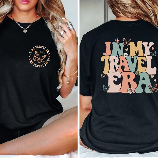 In My Travel Era Shirt, Cute Travel Shirt, Cute Butterfly, Retro Groovy Tee, Girls Trip Shirt, Airplane Shirt, Travel Gifts, World Traveler