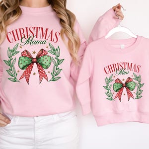 Mama and Mini Christmas Shirts, Mommy and Me Christmas Matching Shirts, Merry Christmas Mama Tee, Mom and Daughter Gifts, Cute Coquette Tee
