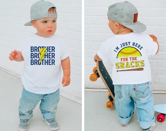 Baseball Lover Shirt, I'm Just Here for the Snacks Toddler Tee, Game Day Vibes Shirts, Brother Gift, Funny Toddler Shirt, Trendy Kids Shirt