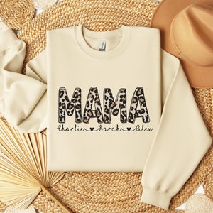 Custom Mom Shirt With Kids Names, Leopard Print Personalized Mom Shirt, Mother&#39;s Day Shirt, Custom Kid&#39;s Names Mom Shirt, Gift For Mom
