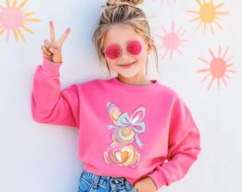 Girls Easter Shirt, Pastel Bunny Shirt, Coquette Easter Shirt, Toddler Easter Outfit, Easter Basket Gift