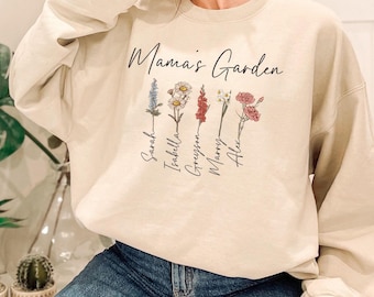 Mama's Garden Shirt, Mother Day Gift, Birth Month Flower Shirt, Mom's Flowers Garden Sweater, Custom Mom Shirt, Custom Flower Shirt