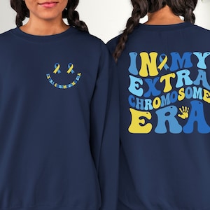 In My Extra Chromosome Era Shirt, Down Syndrome Awareness Sweatshirt, 3 21 Down Syndrome Shirt, Blue Yellow Ribbon, Down Warrior, Groovy Tee