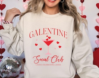 Galentine Social Club Shirt, Galentines Day Sweatshirt, Girls Night Shirt, Valentines Day Friends Tee, Cocktail Graphic Sweatshirt
