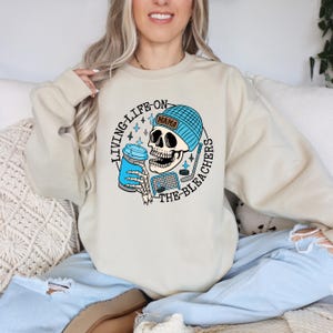 Living Life on the Bleachers Mama Shirt, Hockey Mama Shirt, Skull Coffee Tee, Sports Mama Sweater, Gift For Mama