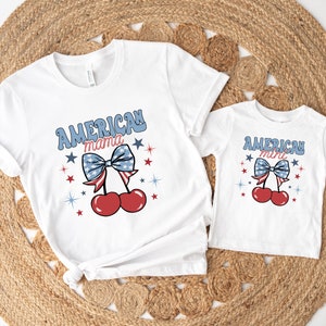 American Mama and Mini Cherry Shirt, 4th Of July Shirt, America Shirt, 4th of July Gift, Mommy and Me Matching Shirt, Mom Life, Mom Gift