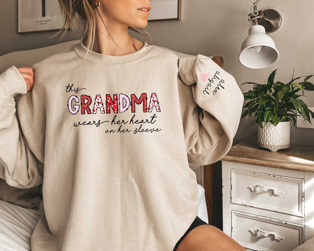 Super Cute Grandma Sweatshirt With Kids Names, Personalized Grandma