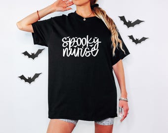 Spooky Nurse Shirt, Halloween Nurse Tee, Scary Medical Costume Top, Funny Spooky RN Graphic Shirt, Gothic Nurse Halloween T-Shirt Sweatshirt