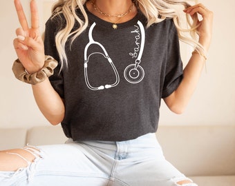 Custom Stethoscope Shirt, Emergency Room Tech Gift, ER Nurse Shirt, Emergency Nurse Shirt, Future Nurse Gift, Medical Assistant, Nurse Tee