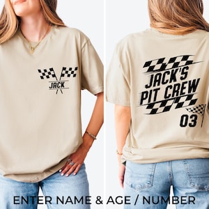 Custom Race Birthday Shirt, Personalized Pit Crew Shirt, Matching Family Race Shirt, Checkered Flag Racing Tee