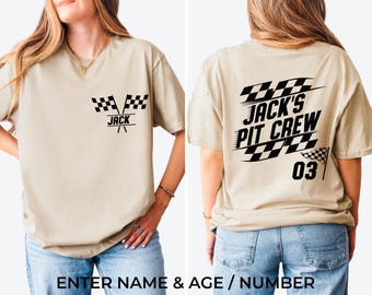 Custom Race Birthday Shirt, Personalized Pit Crew Shirt, Matching Family Race Shirt, Checkered Flag Racing Tee