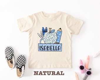 Personalized Girl First Day of School Shirt, Custom Name Back to School Tee, Kindergarten Preschool Outfit, Toddler School Shirt for Girls