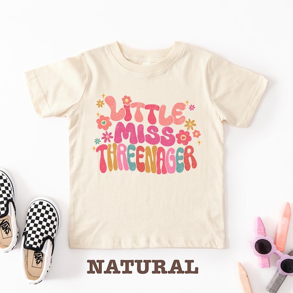 Little Miss Threenager Toddler Shirt, Third Birthday Toddler Tee, Girls Birthday Tee, Birthday Kids, Three Years, Third Birthday Kids Tee
