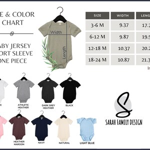 the size and color chart for a baby jersey