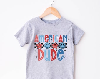 American Dude Shirt, American Babe Shirt, Fourth of July Kids Shirt, 4th Of July Toddler Gift, Retro American Shirt, Cute 4th Of July Shirt
