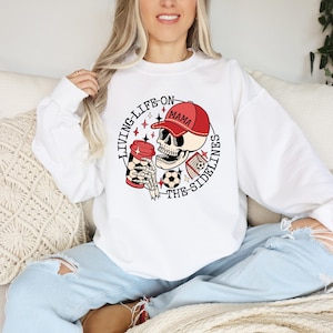 Living Life on the Bleachers Mama Shirt, Skull Sweatshirt, Skellington Coffee Tee, Sports Mama Sweater, Gift For Mama, Soccer Mama Shirt