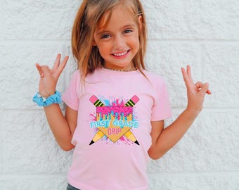 Personalized Baseball Drip Shirt for Kids, Girl Birthday Baseball Shirt, Baseball Drip School Grade Shirt, Ice Cream Drip Toddler Sport Tee