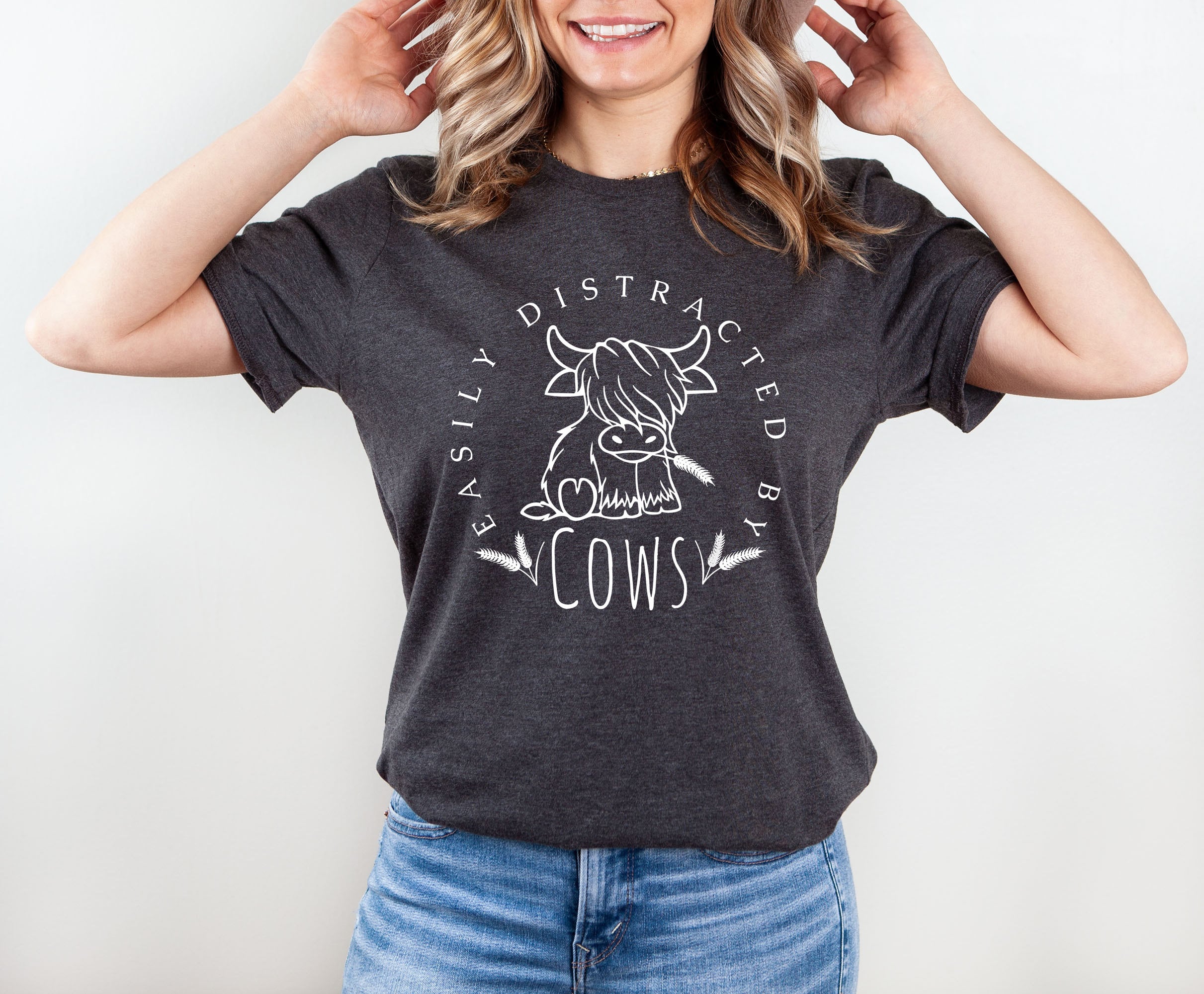 Easily Distracted by Cows Shirt, Cow Lover Gift, Cute Cow Shirt, Cow Shirt, Animal Lover Shirt, Funny Cow Shirt, Farm Animal Shirt