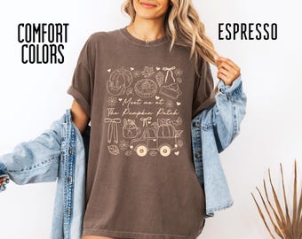 Comfort Colors Meet Me At The Pumpkin Patch Shirt, Fall Autumn Graphic Tee, Cute Girly Pumpkin Patch Tee, Thanksgiving Fall Farm Sweatshirt