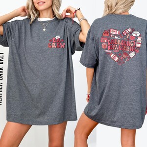 Heart Emergency Department Shirt, Custom ER Crew Sweatshirt, Custom ER Shirt, Gift For Nurse, Emergency Room, Emergency Department Gift image 3