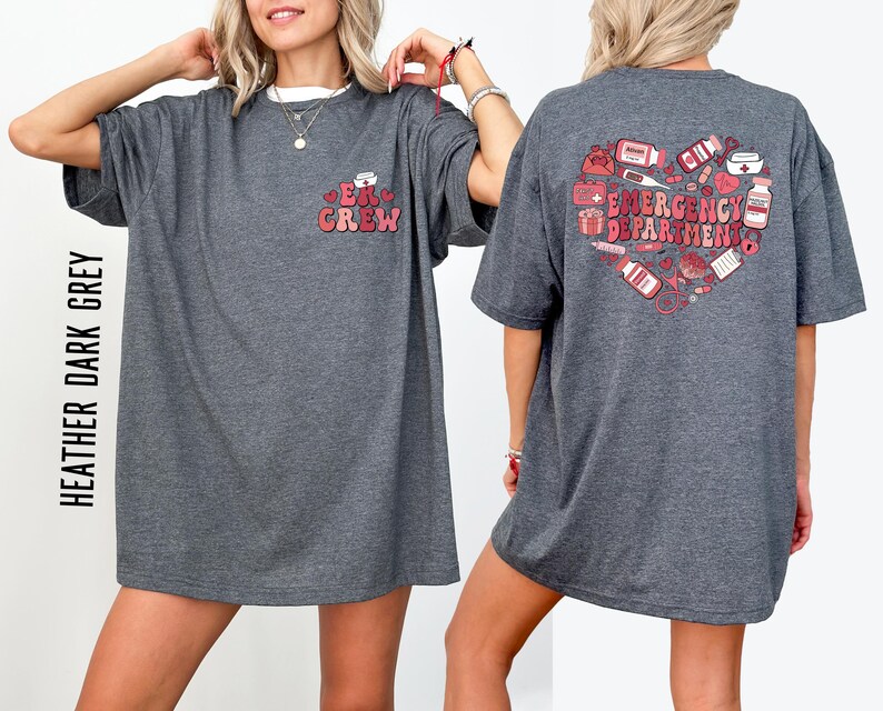 Heart Emergency Department Shirt, Custom ER Crew Sweatshirt, Custom ER Shirt, Gift For Nurse, Emergency Room, Emergency Department Gift image 3